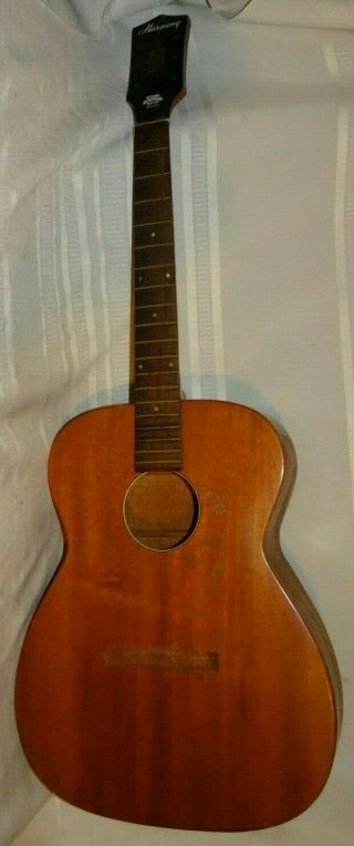 Vintage Harmony Acoustic Guitar H165 For Restoration Repair Or Parts
