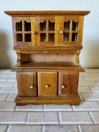 Vintage Dollhouse Miniature Kitchen Hutch Cabinets By Town Square 1:12 Wood