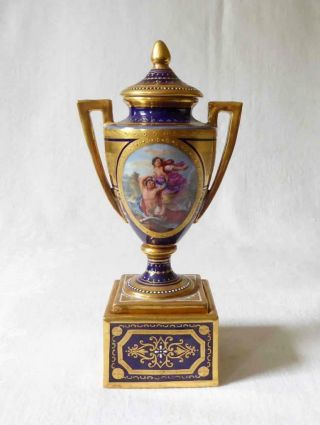 Antique 19th Century Austrian Royal Vienna Finely Painted / Gilded Porcelain Urn