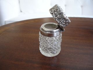 Antique Cut Crystal Dresser Jar With Sterling Top