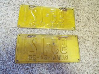 1934 - 35 W.  VA WV West Virginia antique car license plate matching numbers 2
