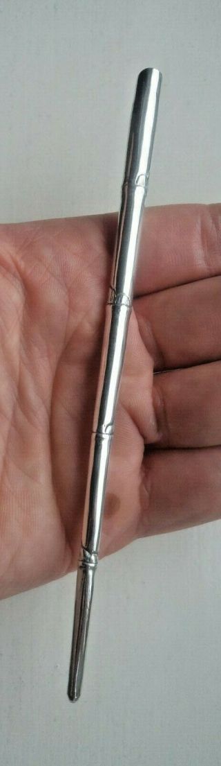 Antique Chinese Wang Hing Solid Silver Calligraphy Bamboo Ink Dip Pen
