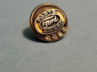Ford Motors Parts Service Jewelry Award Pin 10k Gold With 4 Diamonds 2.  1 Grams