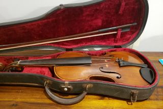 Antique Tiger Maple Violin Bow & Case