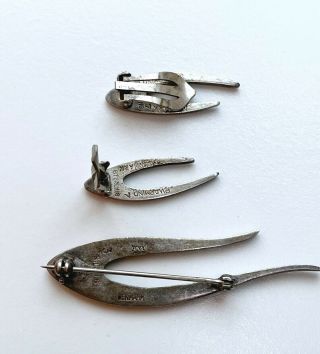 Vtg POUL WARMIND DENMARK Set of Brooch & Clip On Earrings Sterling Silver G02 3