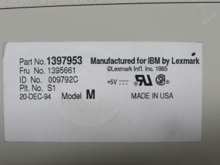 Vintage IBM Lexmark Model M 122 Key 1397953 1994 Clicky Mechanical Keyboard 3
