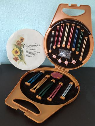 Vintage Boye Needlemaster 200 Circular Knitting Needle Kit Tote Case Sizes 2 - 15