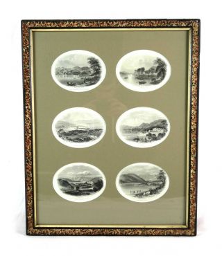 Antique 19th Century Framed Engravings Prints Of Windermere Lake England W Banks