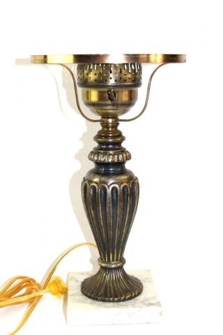 Fenton Style Antique Brass Table Lamp Base For 7 " Glass Shade