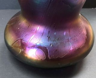 Antique Loetz Austrian Purple,  Green,  Gold Iridescent Luster Glass Vase 10.  75 