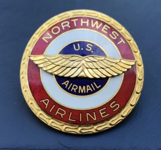Vintage Northwest Airlines Us Airmail Pilot Hat Badge Captain First Officer Crew
