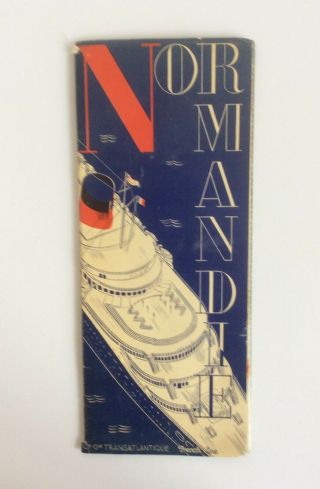 Vintage Normandie French Line Cruise Ship Deck Plan Foldout Brochure