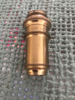 Antique Brass Objective 2 In22 Degree Bausch Lomb Microscope Objective With Case