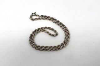 Vintage Heavy Long Sterling Silver 925 Rope Twist Link Chain Necklace 26342