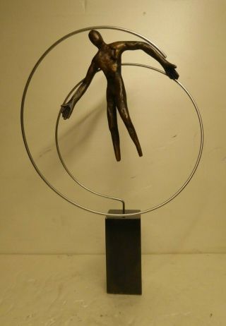 Mid Century Brutalist Bronze Sculpture Era Curtis Jere Belgium Cord Dancer