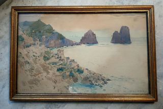 Antique Signed Water Color Painting C.  1910 Capri,  R.  W.  Porter 10 " X 6.  5 "