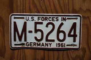1961 Us Forces In Germany License Plate M - 5264