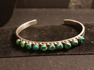 Antique Native American Silver Cuff Turquoise Bracelet