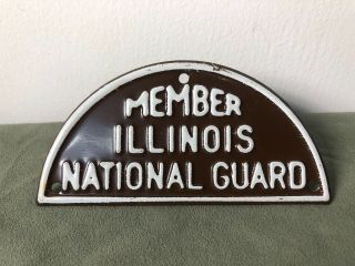 Nos Vintage Member Illinois National Guard License Plate Topper Hot Rod Parts