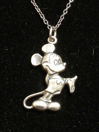 Vintage Walt Disney Production Sterling Silver Mickey Mouse Necklace