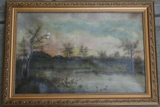 Antique 19th Century Tonalism Landscape Oil Painting - Need Small Repair