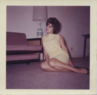Vintage Photo.  Sensual,  Sexy Young Woman Sitting On Floor.