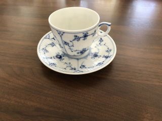 Vintage Royal Copenhagen Denmark Blue & White Tea Cup,  Saucer 1/80