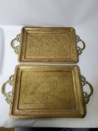 Large Antique Indian/ Persian Serving Tray With Chased Enamel Work