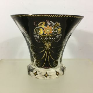 Antique Secessionist C Pohl Haida Black And Amber Stained Vase