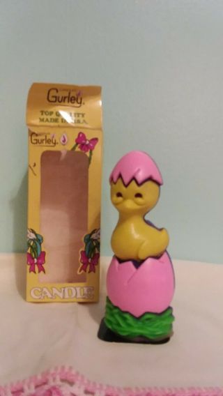 Vintage Gurley Easter Candle Chick In Egg 6 "