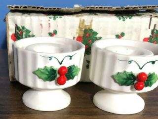 Vintage 1959 Holt Howard White Holly Candle Holders Box