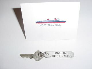 Ss United States Lines Tourist - Class Dining Saloon Key - Tag / " A " Deck