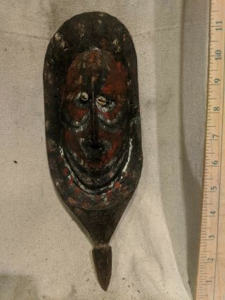 2 Very Old Masks With Cowrie Shell Eyes — Authentic Piece From Papua Guinea
