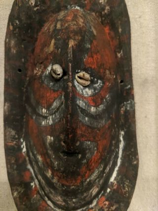 2 Very Old Masks with Cowrie Shell Eyes — Authentic piece from Papua Guinea 3