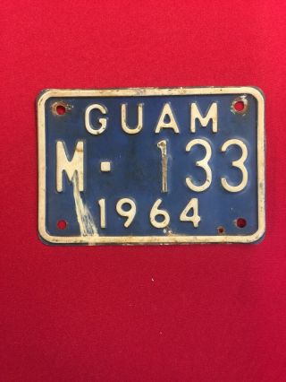 1964 Guam Motorcycle License Plate Vintage Mancave Antique Old Bike Tag