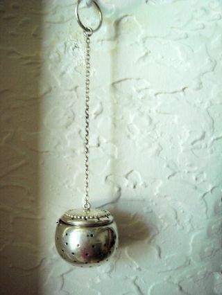 Antique Sterling Beaded Tea Strainer By Simons Bros - Mono 