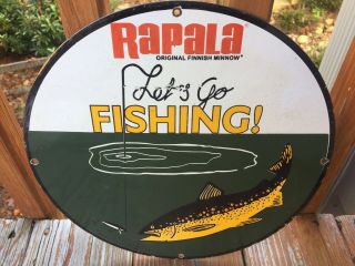 Old Vintage Rapala Fishing Lures Porcelain Advertising Sign 12”