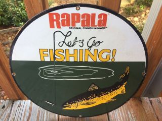 Old Vintage Rapala Fishing Lures Porcelain Advertising Sign 12” 2