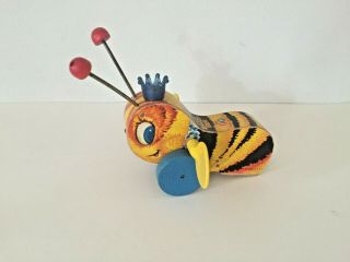 Vintage Fisher Price Queen Buzzy Bee 314 Wooden Pull/push Toy 1959