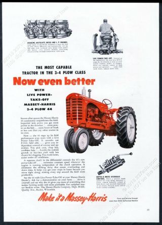 1952 Massey Harris 44 Tractor Photo Vintage Print Ad
