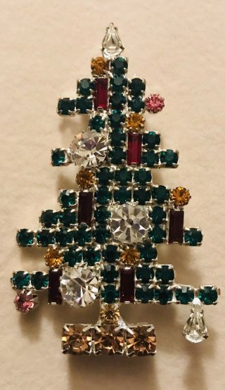 Vintage Weiss Inspired 6 Candle Christmas Tree Pin Brooch