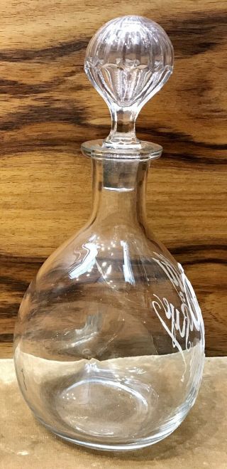 Antique Back Bar Pinch Bottle,  White Raised Print With Top - Bally Pure Rye 3