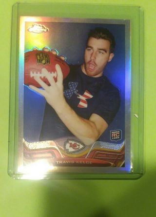 2013 Topps Chrome TRAVIS KELCE RC Rookie Refractor Card 118 Chiefs - TE RECORD 2