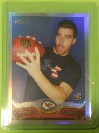 2013 Topps Chrome TRAVIS KELCE RC Rookie Refractor Card 118 Chiefs - TE RECORD 3
