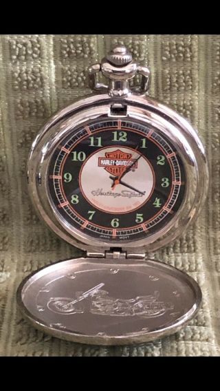 Franklin Harley Davidson Pocket Watch " Heritage Softail " - Pre - Owned
