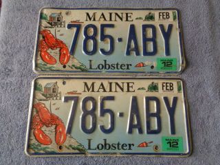2012 Maine Large Lobster License Plate Pair 785 Aby