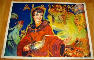 Fine Art Deco 1930s Aladdin Pin - Up Orientalist Theater Poster Stone Lithograph