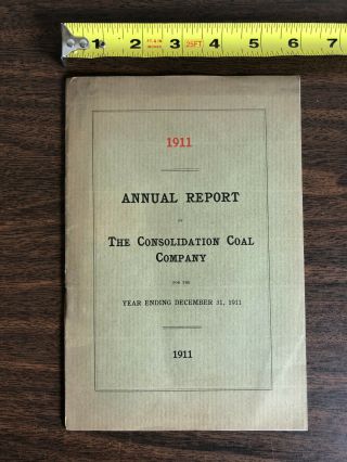 1911 Consolidation Coal Company Annual Report Cumberland & Pennsylvania Rr Co