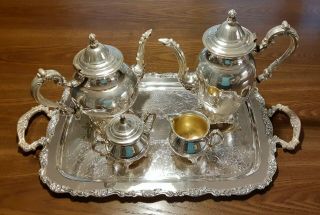 Royal Provincial Wm A Rogers Silver Plate Coffee Tea Serving Set 6 Piece Set