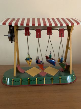 Vintage Collectible Wind Up Boat Swing Carnival Ride Tin Toy Jw Altes Germany